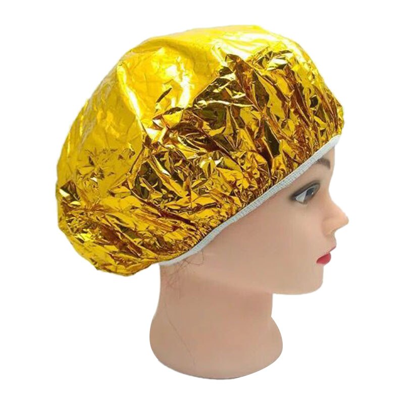 1Pc Aluminum Foil Cap Waterproof Stretchable Elastic Hair Cap Disposable Baking Oil Hair Cap Hair Salon Bathroom Haird Cap: Gold