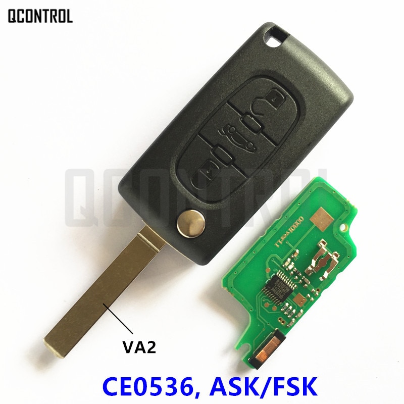 QCONTROL Auto Afstandsbediening Sleutel Werk voor CITROEN C1 C2 C3 C4 C5 Berlingo Picasso Voertuig Controle Alarm (CE0536 VRAGEN/FSK, 3 Knoppen VA2)