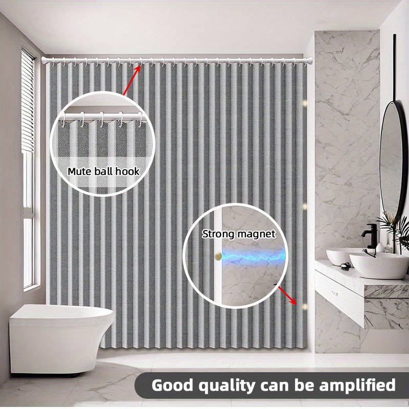 A Bohemian shower curtain, bathroom decoration, magnetic attraction effect, folding storage, privacy partition, waterproof: 180*180cm / DARK GRAY