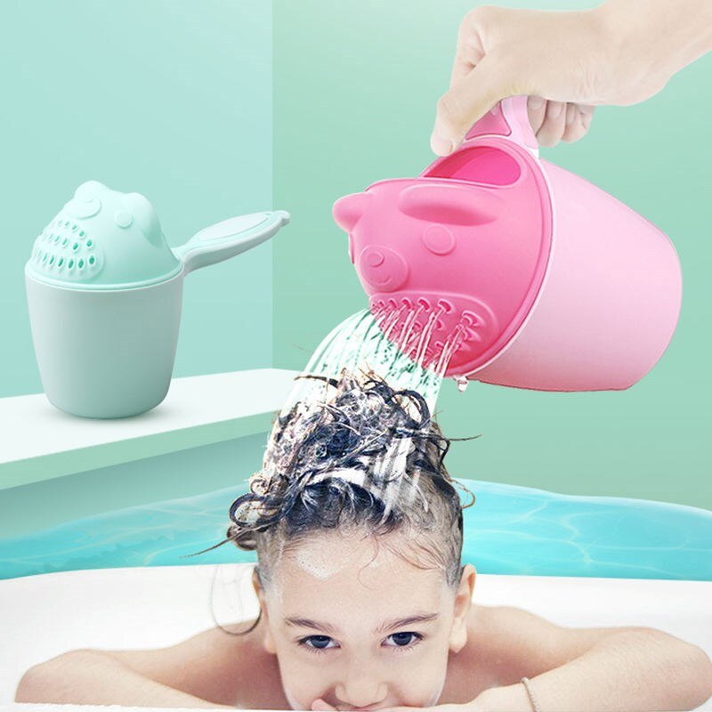 Petit seau de douche en forme de cuillère mignonne pour bébé,accessoire de bain pour nourrisson, décoré à thème de dessin animé, outil pour baignoire d&#39;enfant, écope, shampooing,