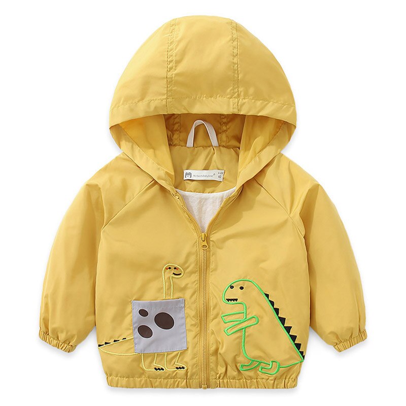 Kids Jas Hooded Kinderen Kleding Katoen Dinosaurus Korte Windjack Jongens Meisjes Jassen Lente Bovenkleding Geul Pak 2-8 Jaar: Yellow / 7-8T