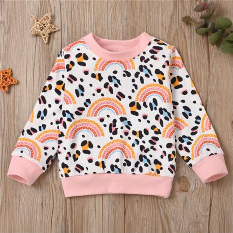 0-24M enfant en bas âge enfants bébé garçons filles léopard arc-en-ciel imprimé pull sweat automne hiver bébé infantile à manches longues hauts