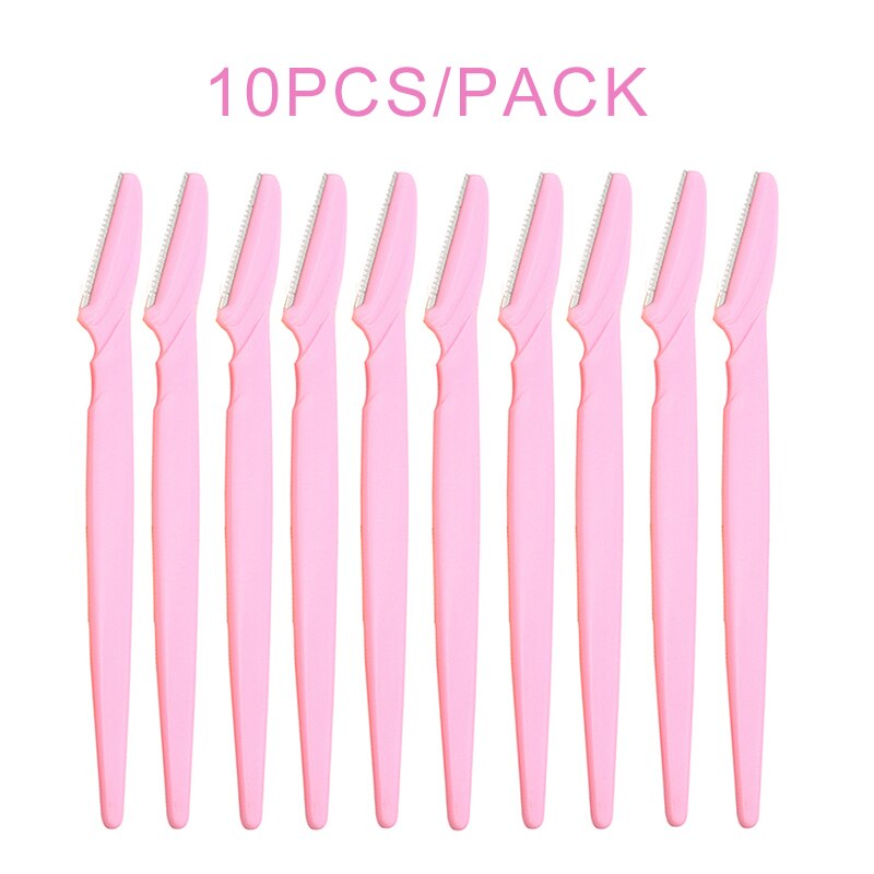 Brainbow 10pcs Eyebrow Trimmer Portable Eyebrow Razor Shaver Eye Brow Shaper Shaping Tool Scissors Facial Hair Remover for Women: Pink