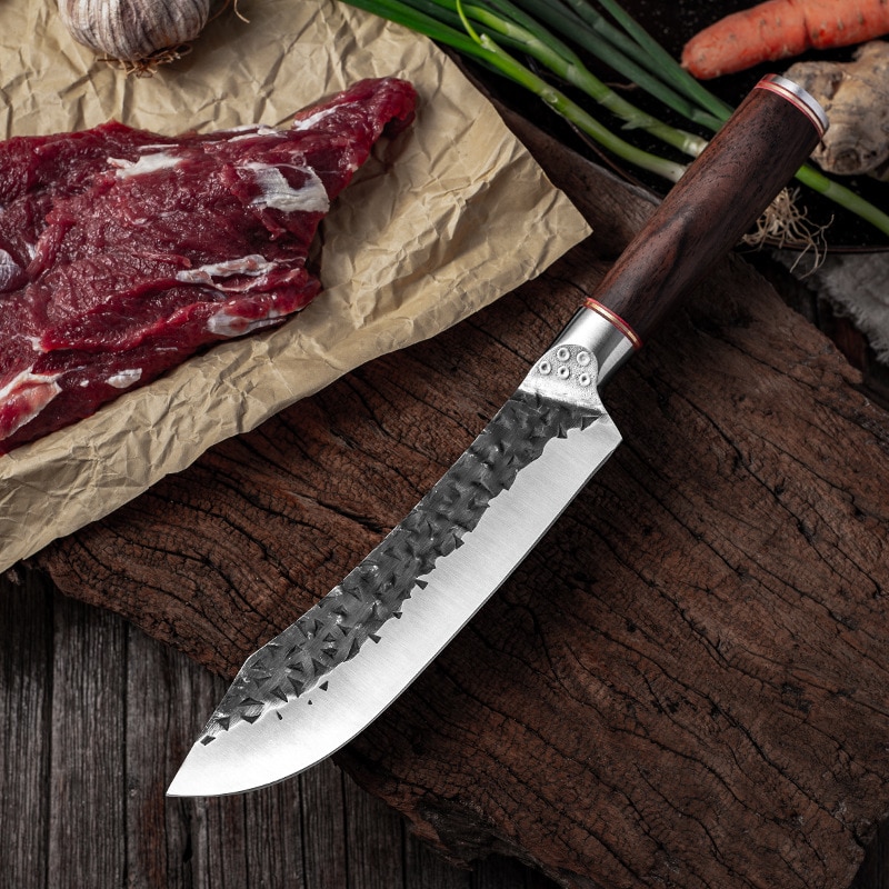6" Inch Handmade Forged Knife Butcher Meat Boning Chef Fish Fillet Sliced Cleaver Kitchen Knives High Carbon Clad Steel