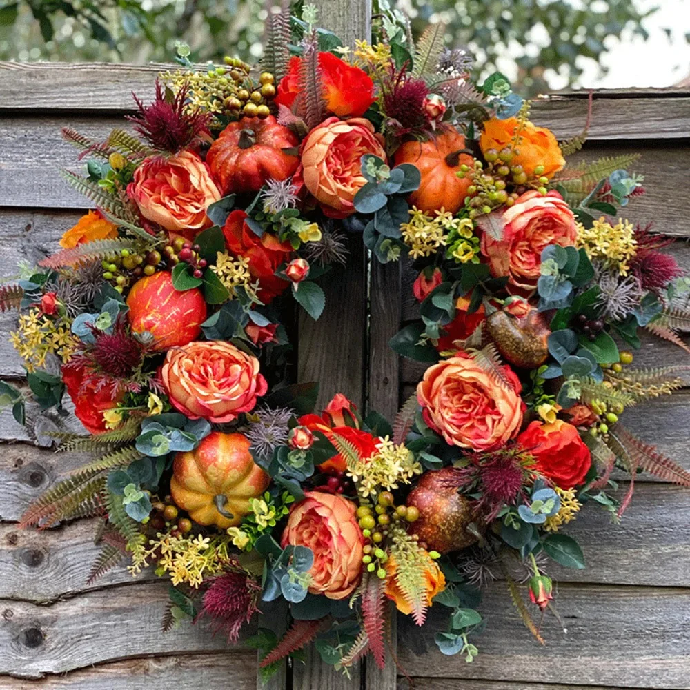 Kransborddekorasjoner høstdørhengere blomsterdekor fyrpynt hjem hengende veggdekor høstlysestaker hjem: Default Title
