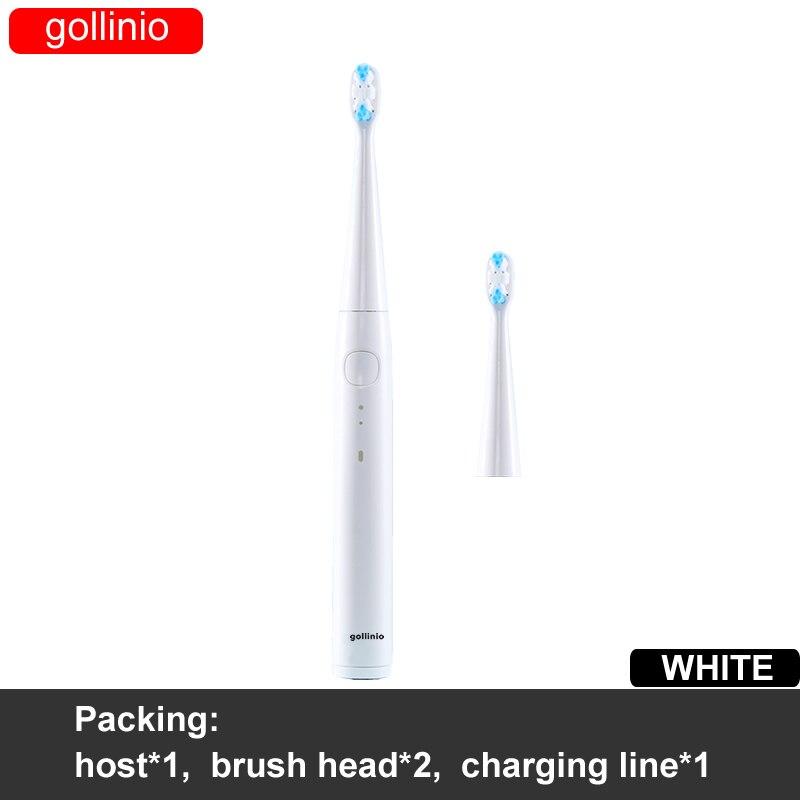 gollinio Electric Toothbrush usb fast charging GL56E smart electr toothbrush prodent Rechargeable Replacement Head: GL56WHITE2H