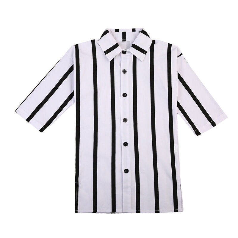 Girl Black White Striped Toddler Kid Dress Autumn Long Sleeve Buttons Shirt Dresses Clothes
