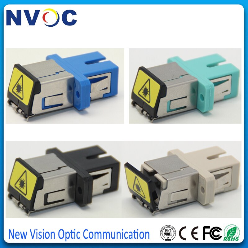 5Pcs/Lot,SC UPC APC Simplex Metal Cover Shutter Fiber Optic Adapter,SC SM MM OM3 Shuttered Fiber Optical Coupler