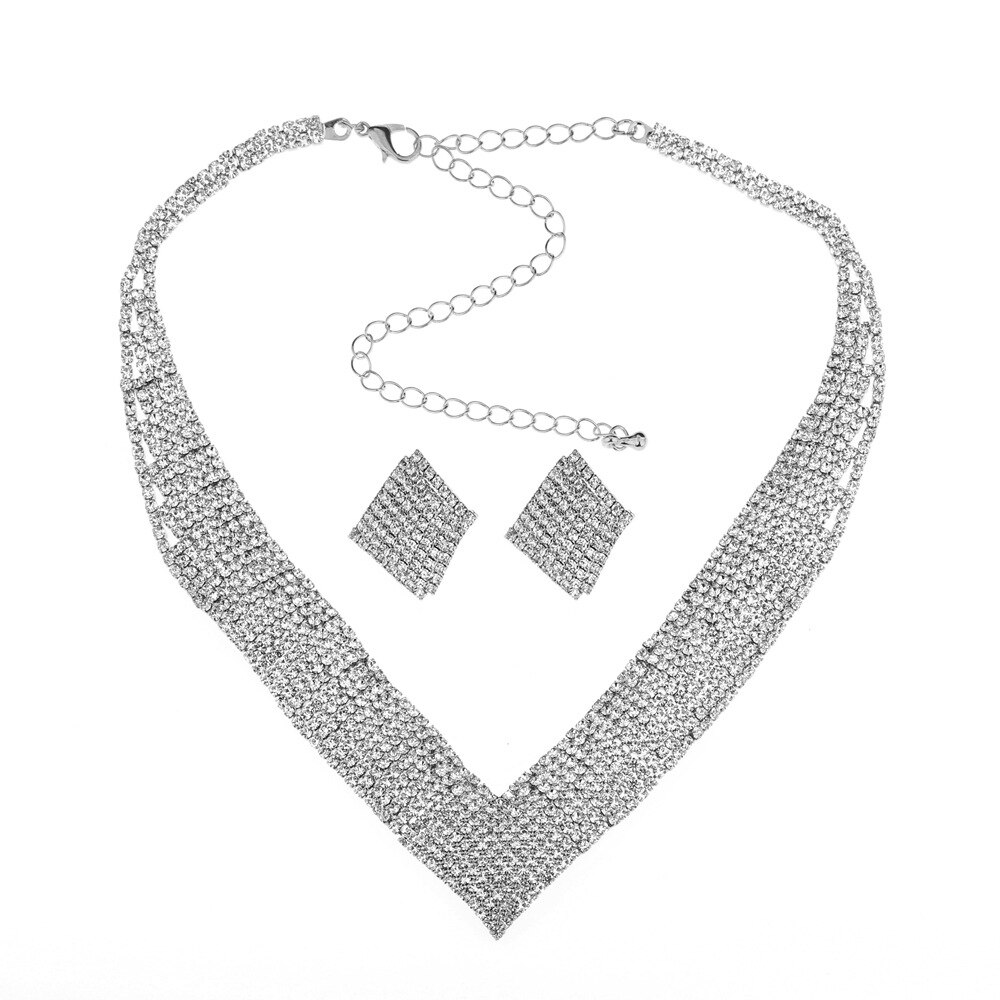 Conjuntos de joias luxuosas de cristal, para casamento, pérolas africanas, cor prata, strass, mulheres, meninas, colar, festa de noivado, presente