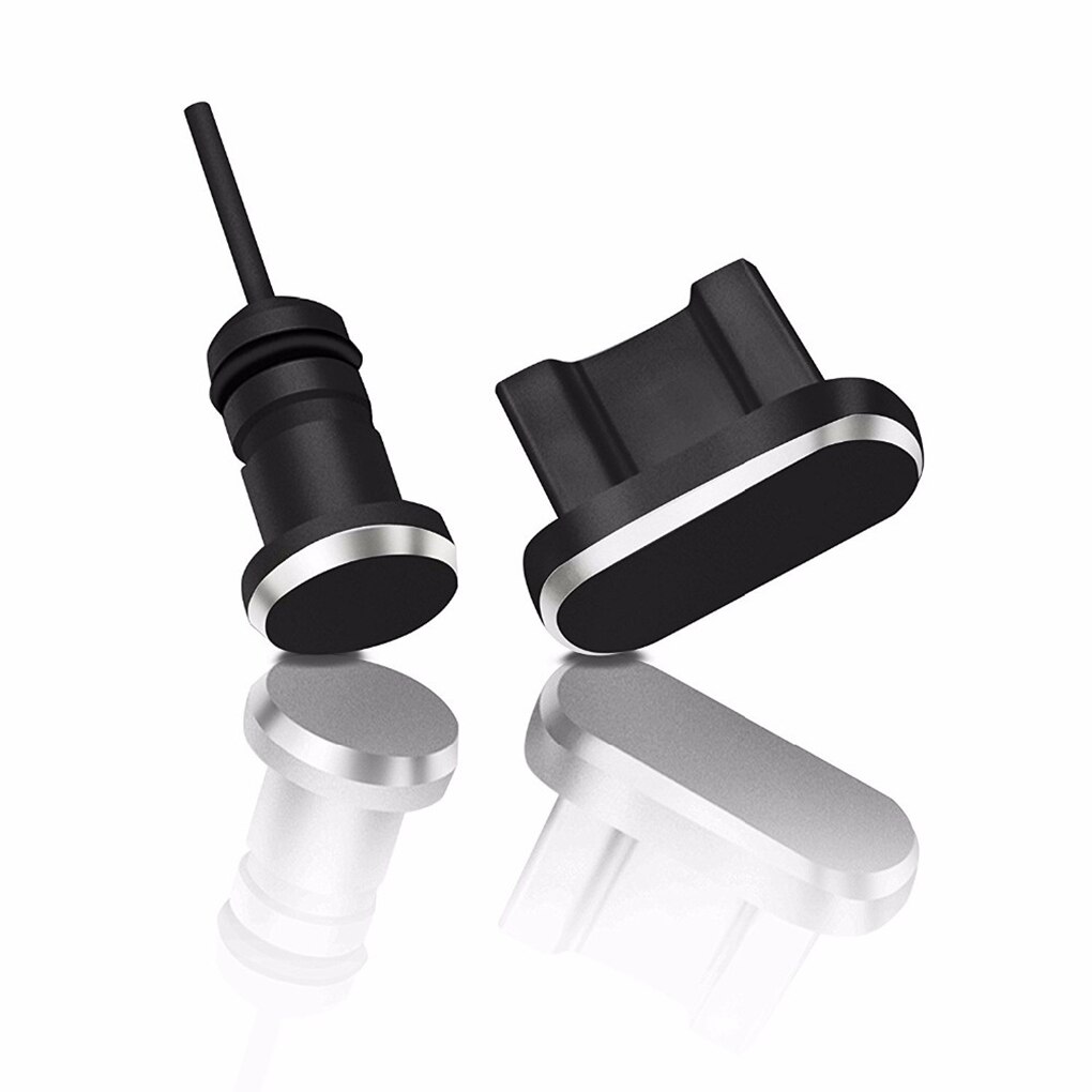 2PCS/Set Metal Charging Port + Earphone Port Dust Plug Replacement for Android Mobile Phone 3.5mm Headset Stopper