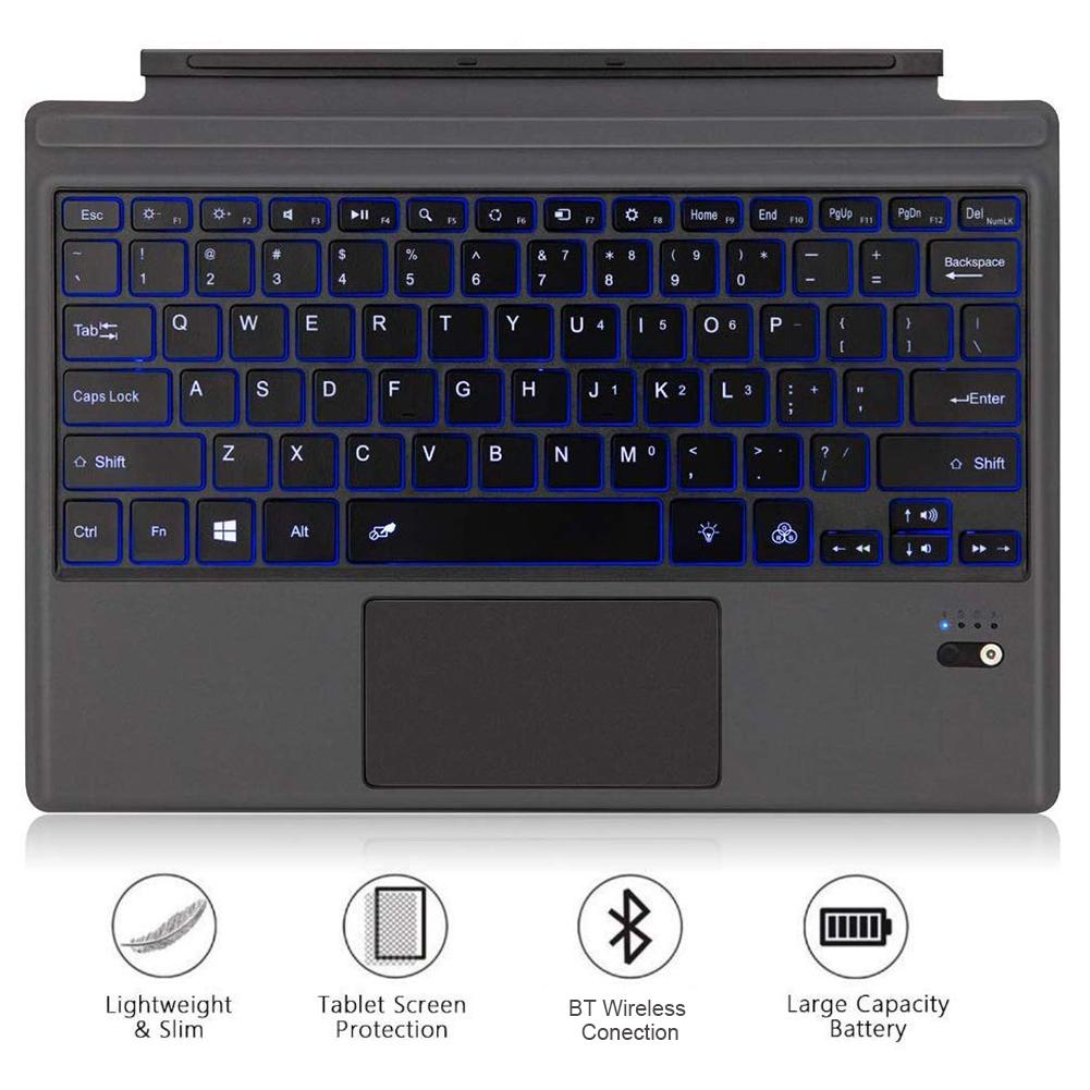 Wireless Bluetooth Keyboard Magnetic Energy-saving Keyboard With 7 Colors LED Backlight For Surface Pro3 4 Pro 5 Pro 6 Pro 7