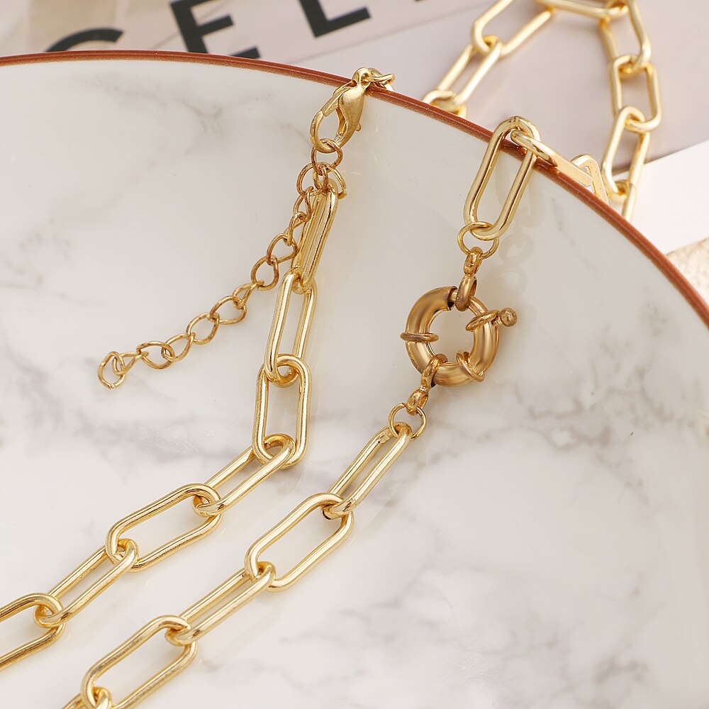 #39 punk metal tyk kæde choker halskæde dame trend hip hop gylden metal chunky kæde krave halskæde smykker