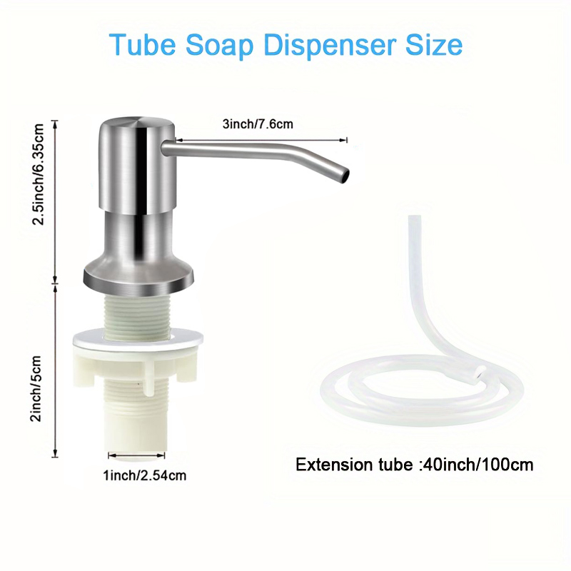 Sæbedispenser til køkkenvask, indbygget sæbedispenser til køkkenvask, forlængerrørssæt eller flaske