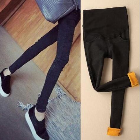 Warm Thick Pregnancy Denim Pants Winter Fleece Maternity Jeans For Pregnant Women Plus Velvet Maternity Trousers Plus Size 3xl