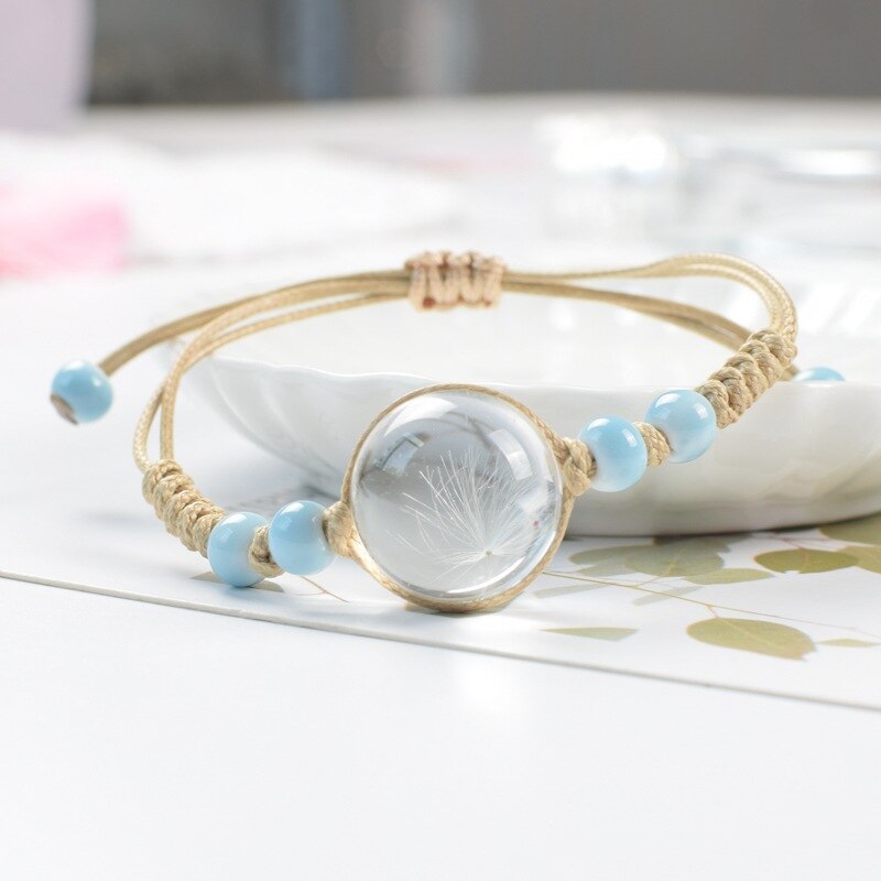 FIMAODZ Süße Blume Gänseblümchen Armbinde Perlen Getrocknete Blumen Löwenzahn Blüte Bunte Charme Armbänder für Frauen Mädchen: 17