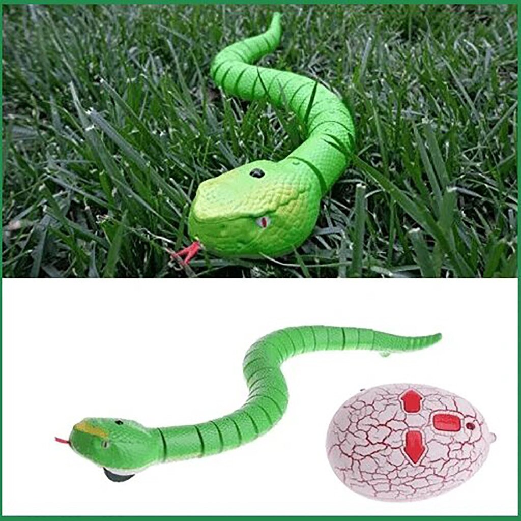16 inches Realistic Rechargeable Remote Control RC Snake Toy with Egg-Shaped Infrared Controller,Terrifying Mischief Toys