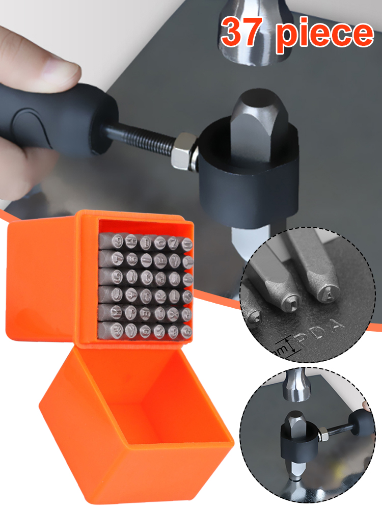 37pz impostato di punzoni per numeri e lettere impostato di punzoni cavi in metallo in acciaio temprato impostato di strumenti per bricolage artigianali