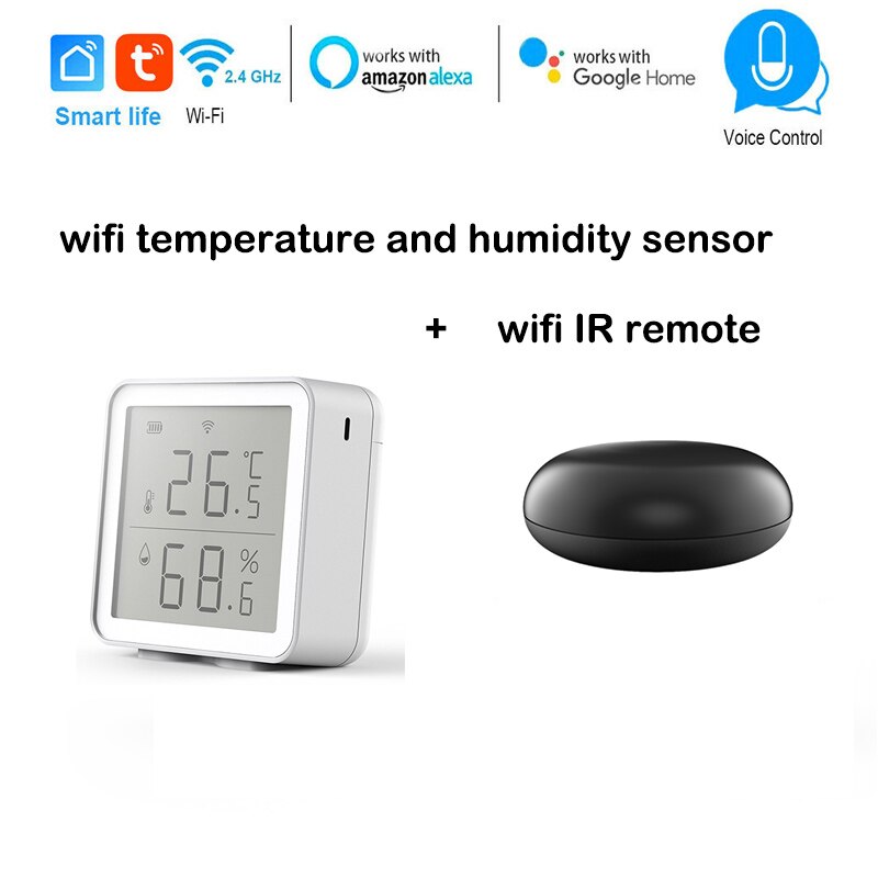 wifi tuya Temperature and Humidity sensor LCD display Thermometer Hygrometer compatible alexa home assistant no need HUB: bound 1