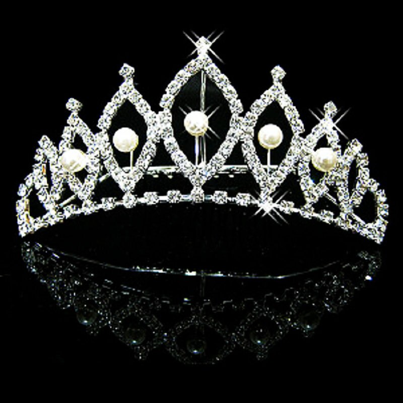 Wedding Bridal Crystal Tiara Crowns Princess Queen Heart Headbands Flower Wedding Hair Accessories for Bride Hair jewelry: Titanium Plated