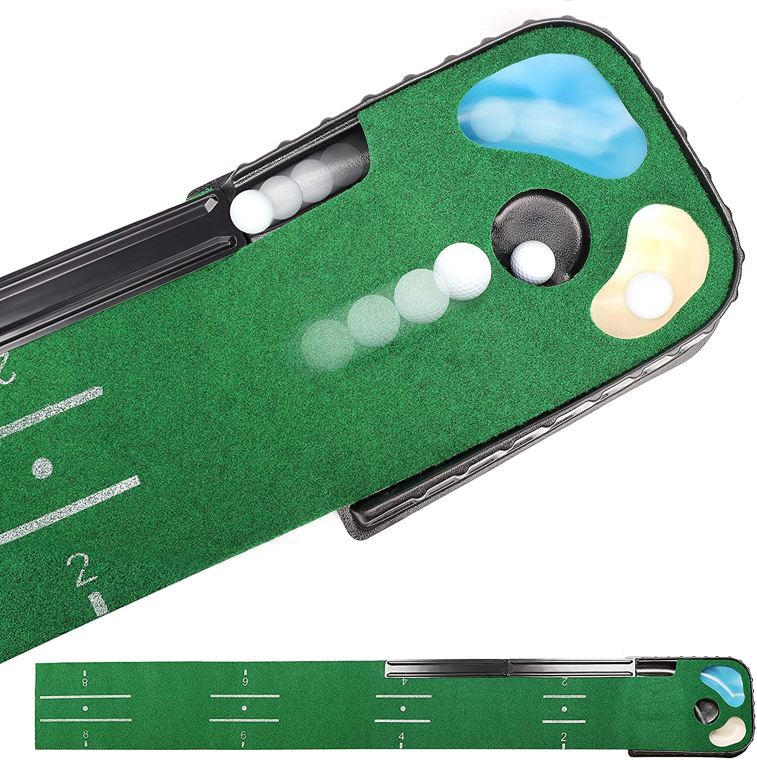 Golf Putting Mat Plastic Training Tool Driving Trainer Putter Practice Pad Chipping Hitting Carpet Gree Lenght 8.9FT*1.28FT
