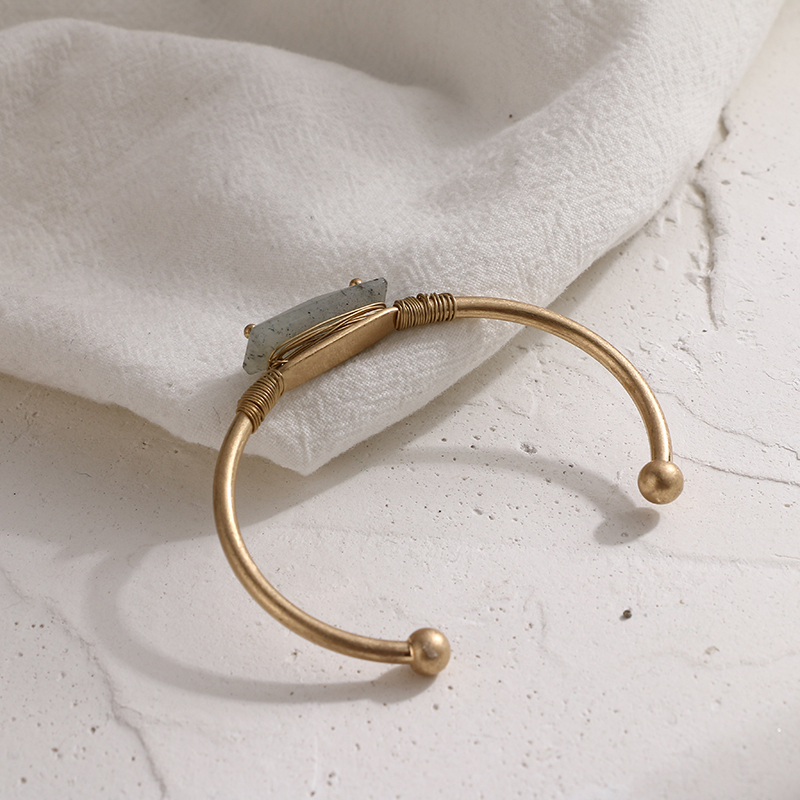 YMYW Natürliche Stein Vintage Charme Kupfer Offene Manschette Armbänder Armreif Für Frauen Gold Armband Partei Schmuck Zubehör