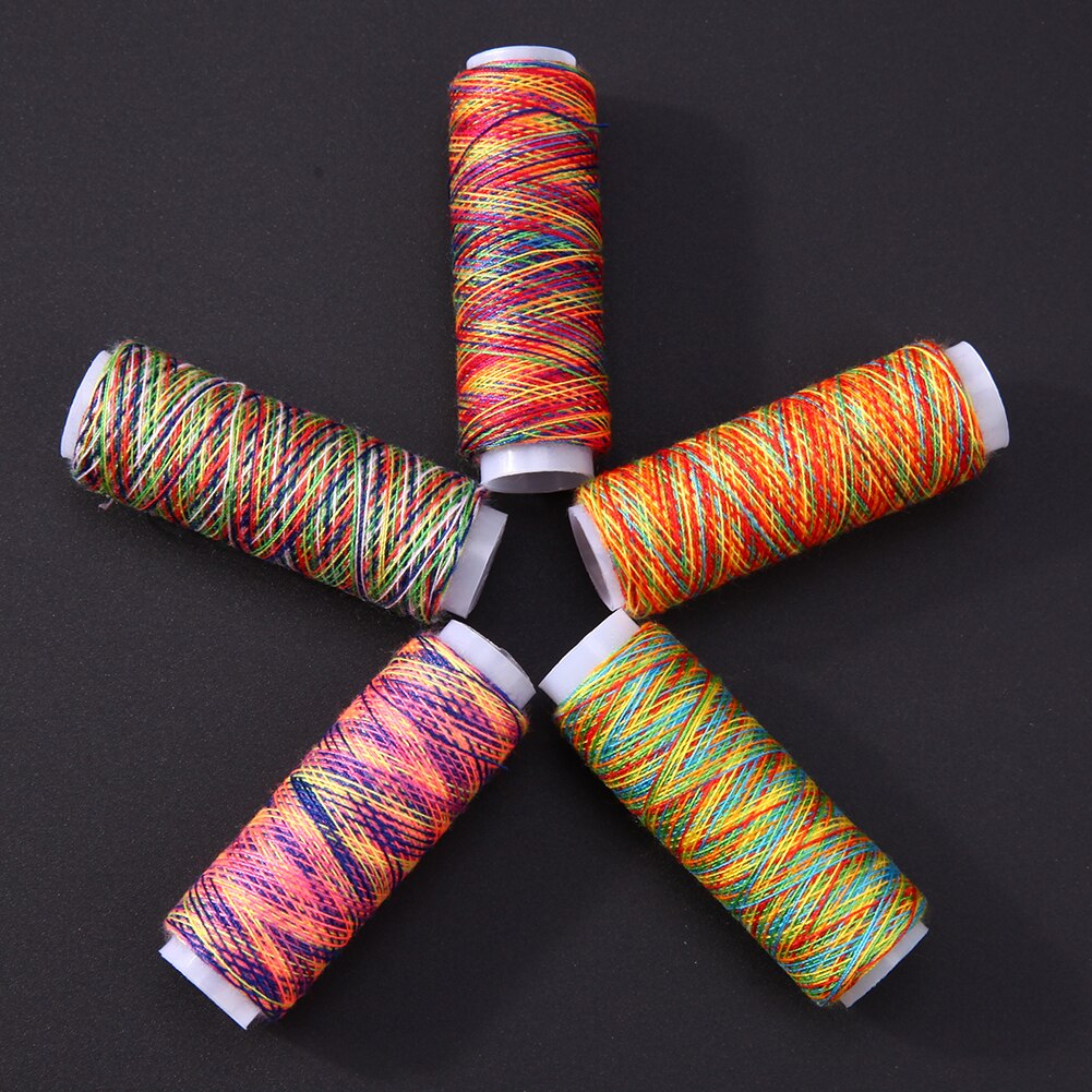 5pcs/set Sewing Thread Household DIY Sewing Thread Polyester Fiber Hand Quilting Embroidery Sewing Thread Rainbow Color