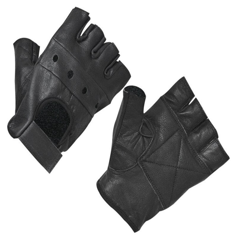 Men's Leather Gloves Half Finger Fingerless Stage Sports Driving Solid Black Gloves winter gloves fingerless glove