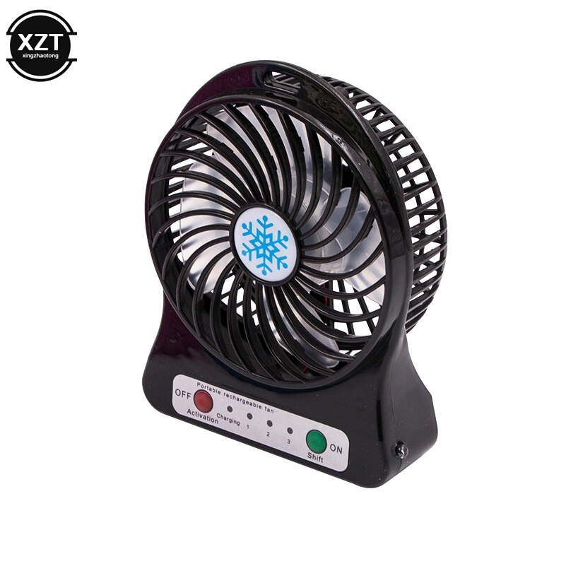 usb Gadget Portable USB Fan Rechargeable LED Light Fan Air Cooler Mini Desk 18650 Battery Cooling Fan ventilador for laptop: black