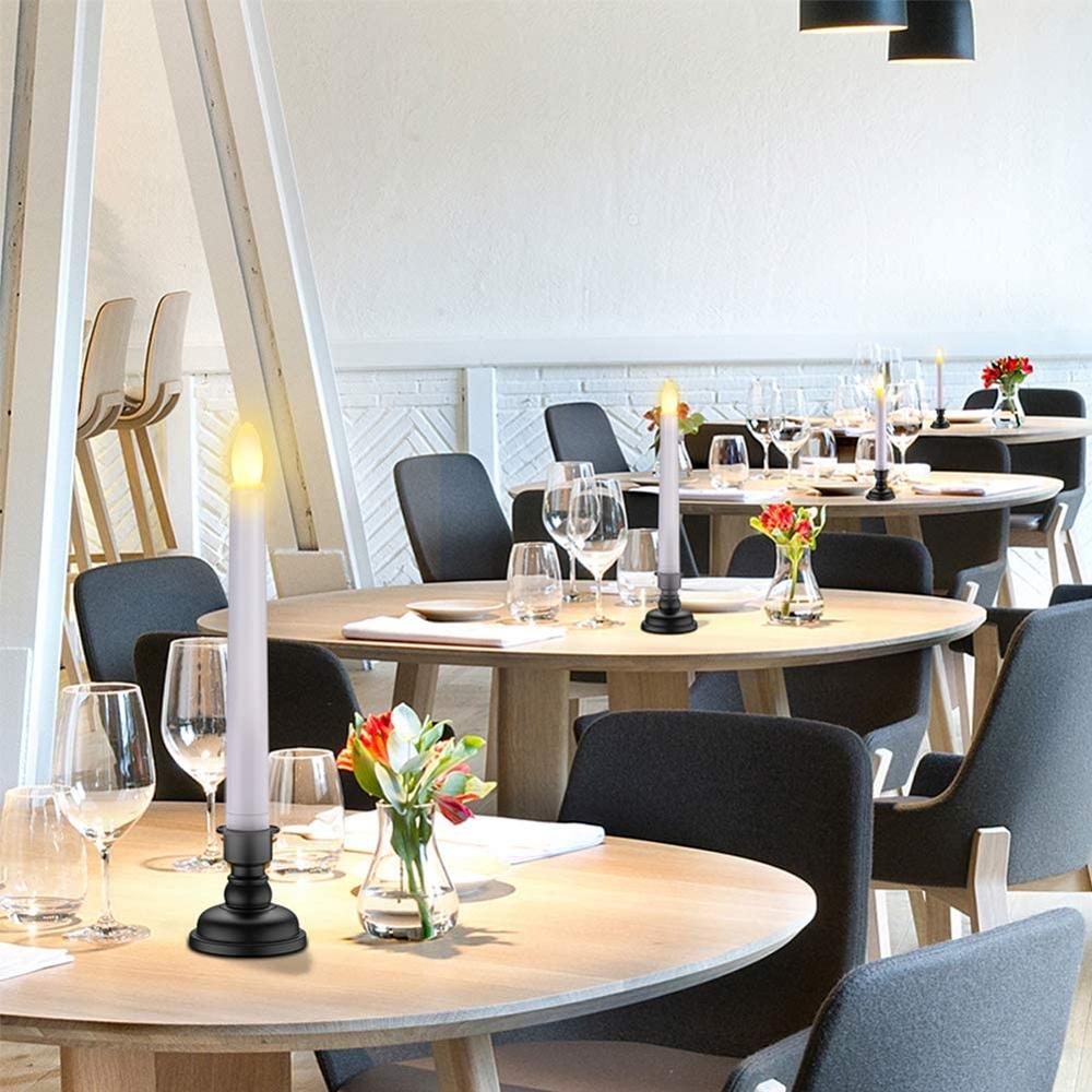 Christmas Decorations Window Candles Battery Operated Flameless Flicker LED White Taper Candle Lights with Remote Timer Night li