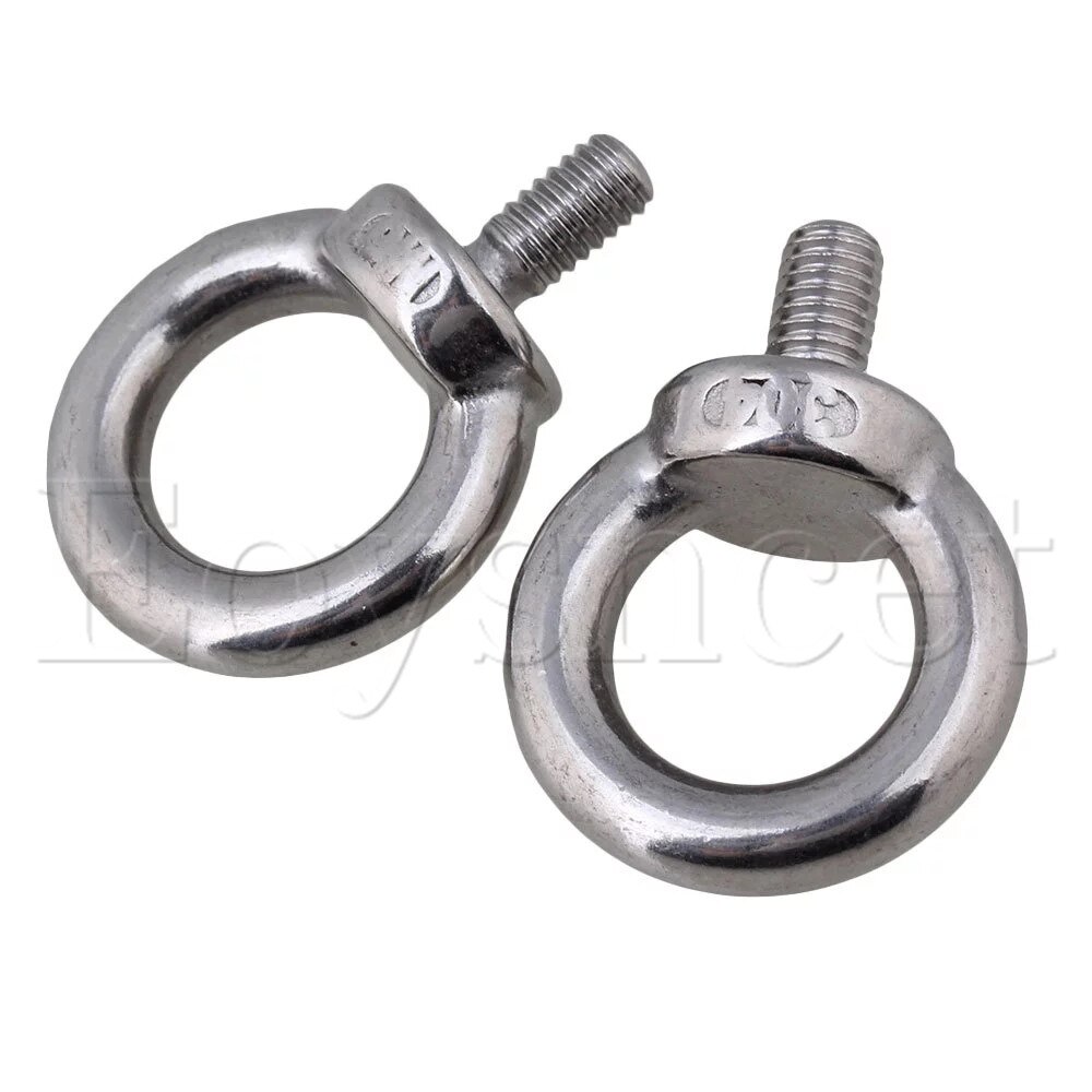 2PCS Stainless Steel M6 European style Metric Threaded Ring Shape Screws Bolt