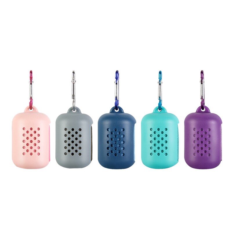 Voyage pliable Mini serviette Portable randonnée Camping séchage rapide serviette avec étui en silicone outil de plein air sport visage petite serviette outils