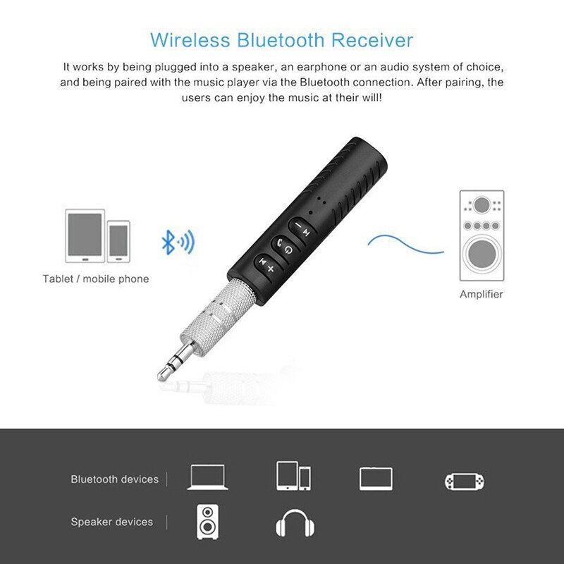 Adaptador de música para coche, Mini receptor de Audio Bluetooth, transmisor Bluetooth, Kit de manos libres para coche