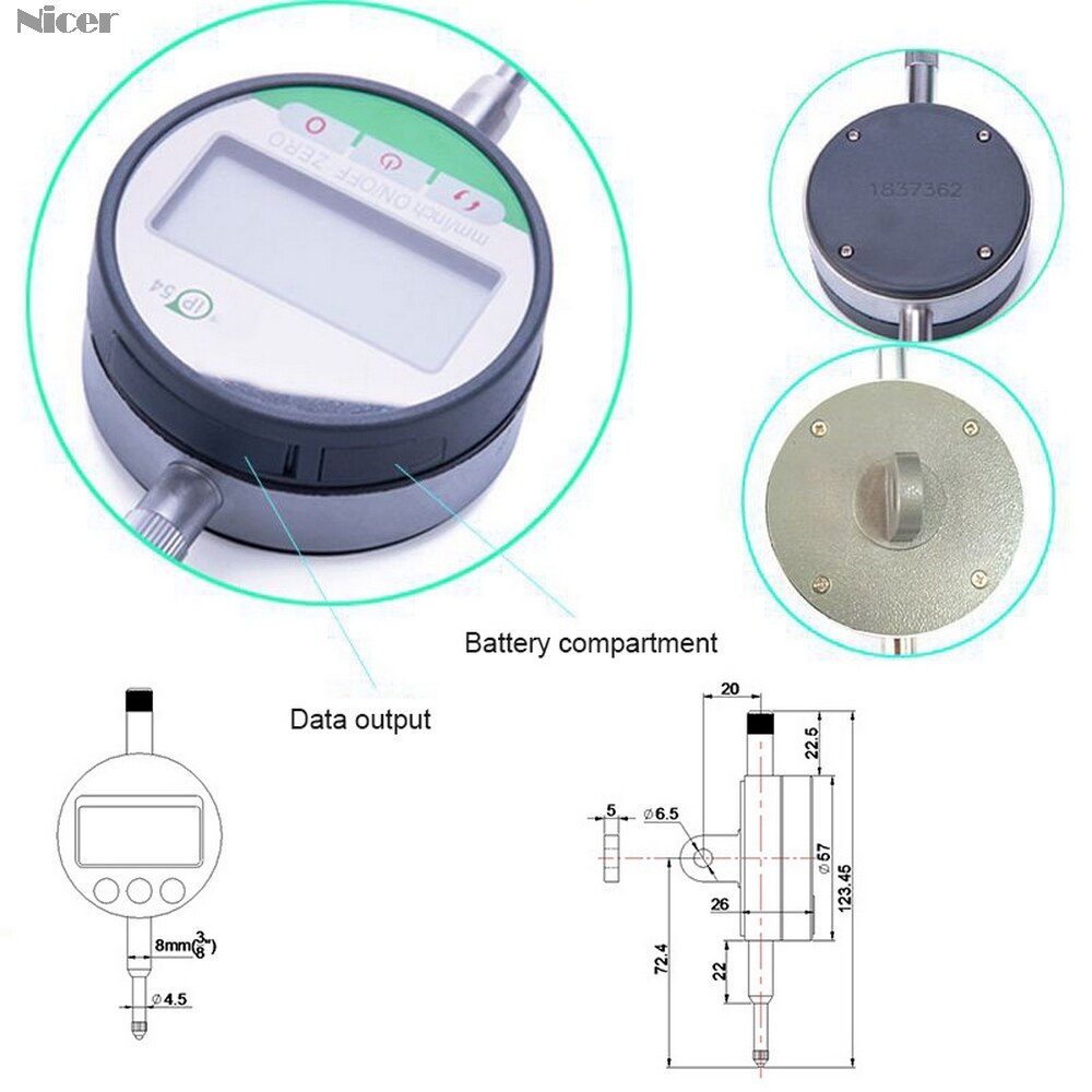 0.001mm Electronic Micrometer 0.00005" Digital Micrometer Metric/Inch Range 0-12.7mm 0-25.4mm Dial Indicator Gauge IP54