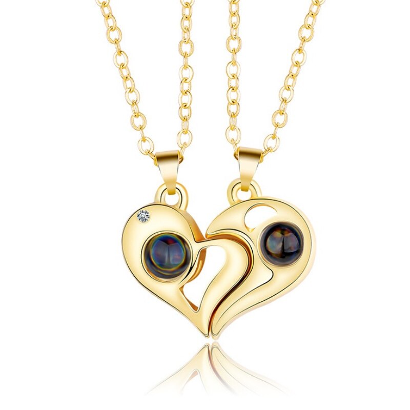 Couple Matching Necklace Sun Moon Heart Magnetic Paired Pendant Jewelry Chain Geometry Choker Lover 2 PCS/Set: Style 12