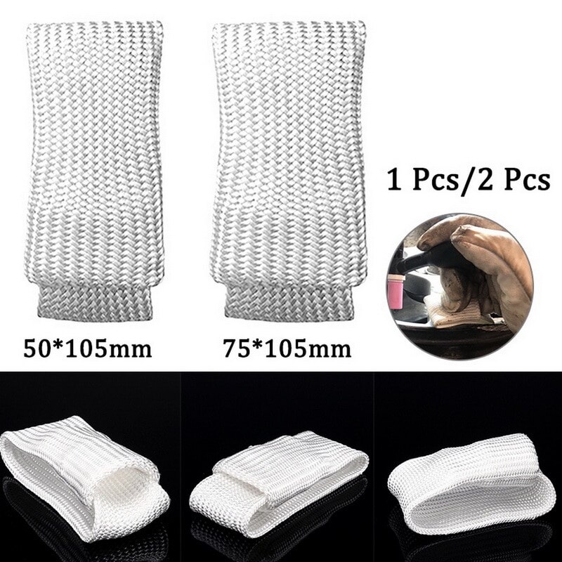 1/2pcs Breathable Finger Heat Shield Cover Guard Weld Welding Gloves Heat Protection For Industrial Welders Fiberglass White^o^