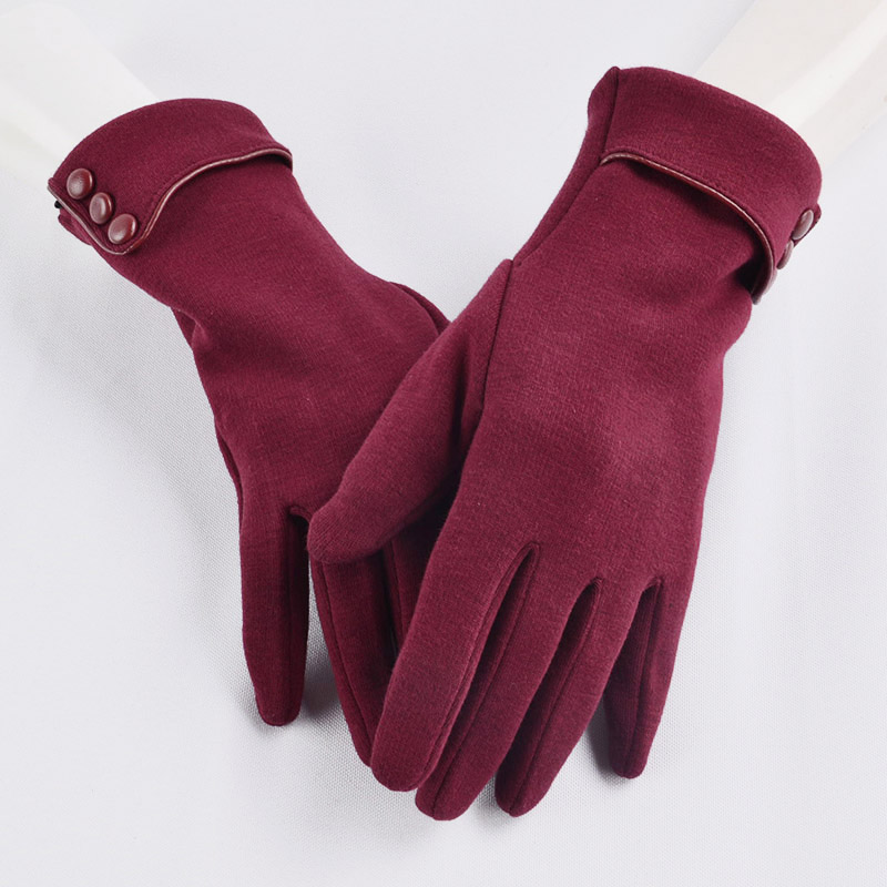 Elegante Plüsch Frauen Handschuhe Herbst Winter Warme Handgelenk Fäustlinge Weiblichen Fahren Handschuhe guantes mujer luvas de inverno: Stil 1 Wein rot