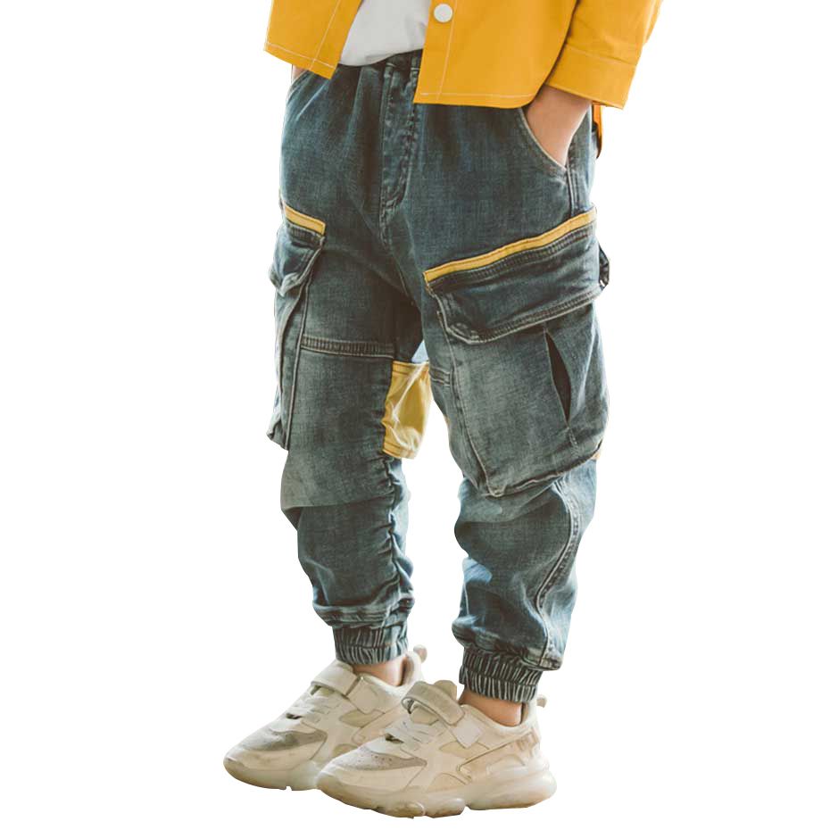 Jeans For Boys Patchwork Boy Jeans Kids Three-Dimensional Pocket Kids Jeans Autumn Jeans Pants For Boys 6 8 10 12 14 Year