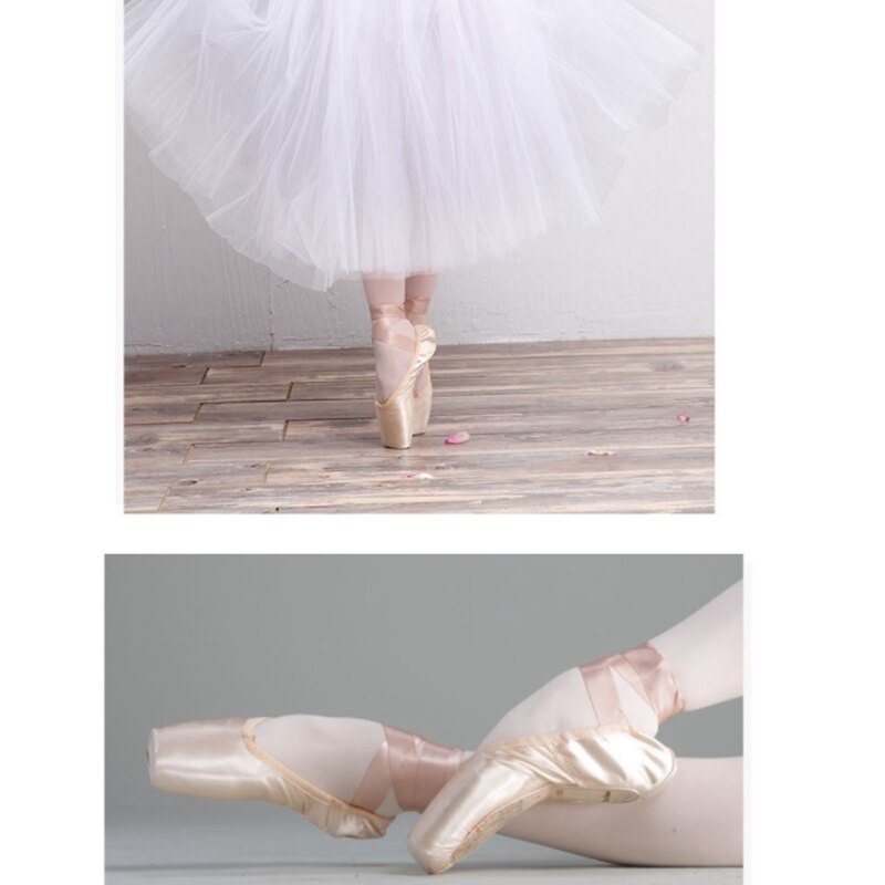 Balletsko pointe sko bandage ballet dansesko pige kvinde satin dansesko med svamp -22.5cm