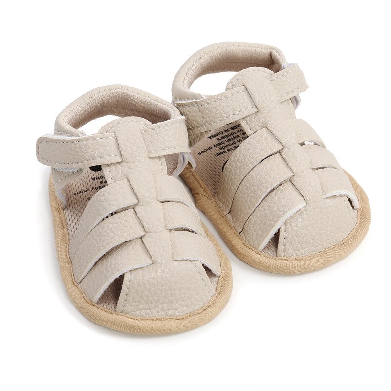 Mode Pu Baby Antislip Sandalen Zomer Kinderen Jongens Meisje Gesloten Teen Wandelschoenen 0-18 Maanden Baby sandalen Детские Сандалии: Beige / 0-6 months