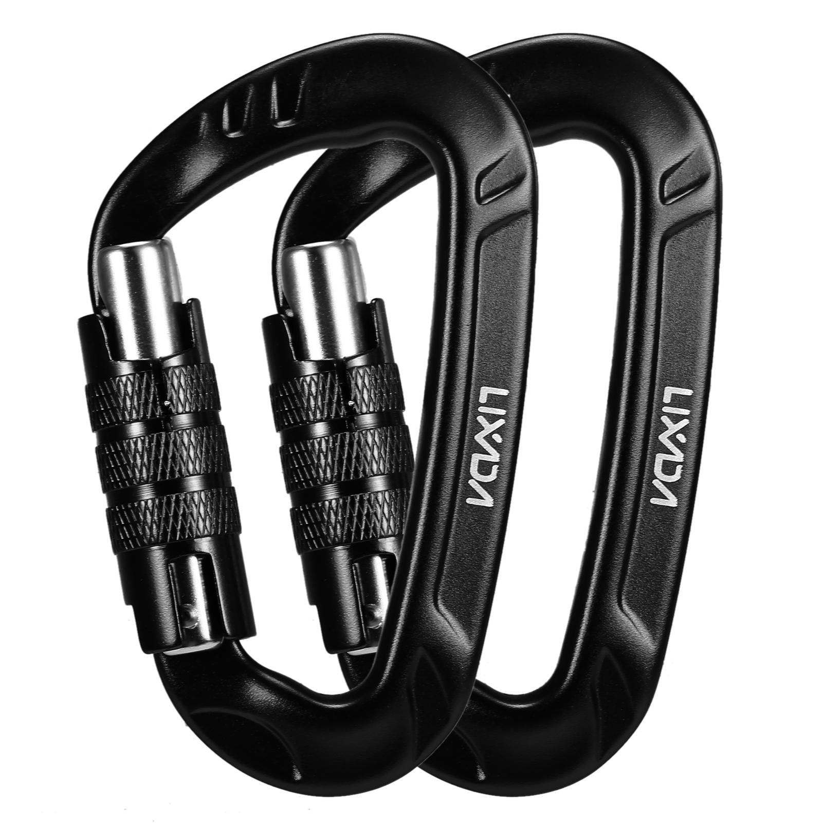 2PCS 12KN Carabiner Clips Mountaineering Caving Rock Climbing Carabiner D Shaped Safety Master Screw Lock Buckle Escalade: Type 1 Black