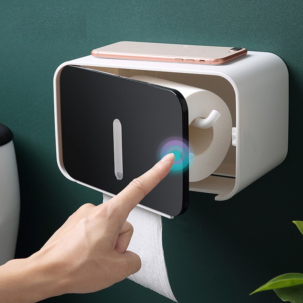 Multifunction Paper Holder For Toilet Paper Waterproof Wall Mounted Toilet Paper Tray Roll Paper Tube Bathroom Tissue Box Shelf