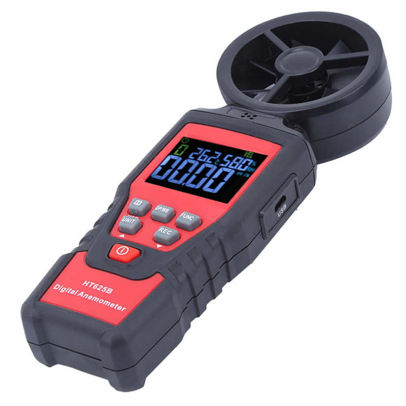 HT625B Handheld Digital Anemometer Air Flow Wind Speed Gauge Temperature Humidity Measurement Instrument With Backlight Display