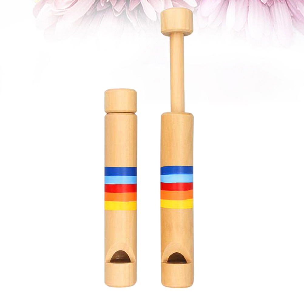 2pcs Wood Flute Durable Practical Beautiful Sounds Musical Instrument Kids Whistles for Kids Baby Children