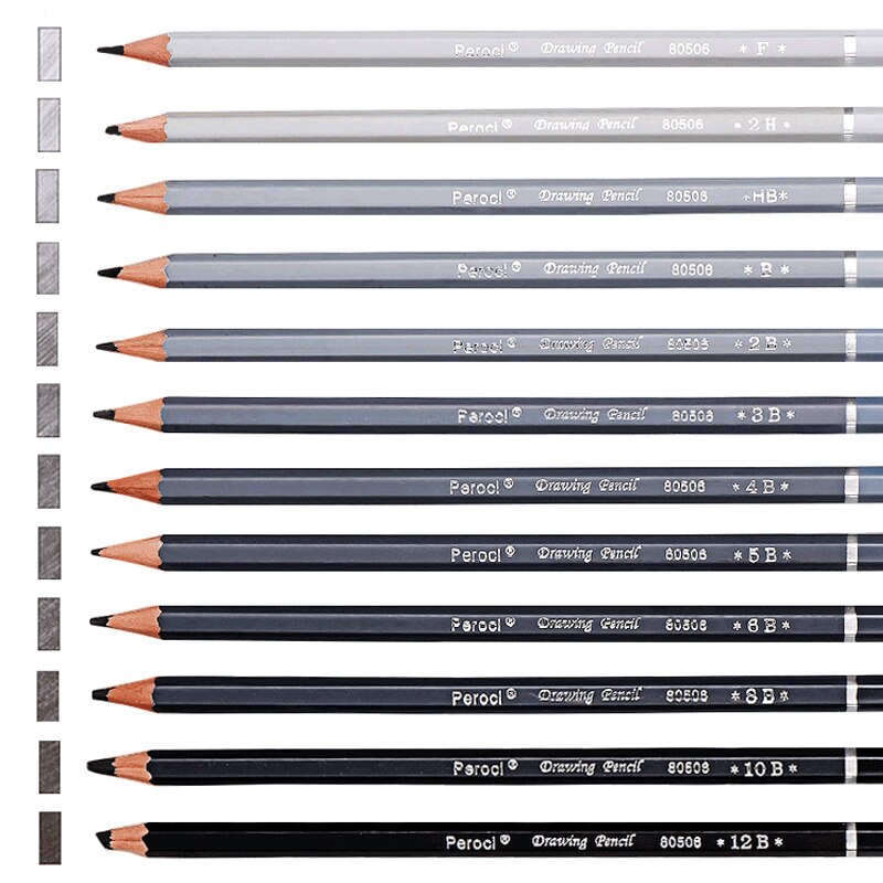 Premium 12/14/37pcs Graphite Drawing Pencils Sketch Set Kit 4H-12B Sketch Pencil 16 Sheets Sketch Book Writing Art Supplies