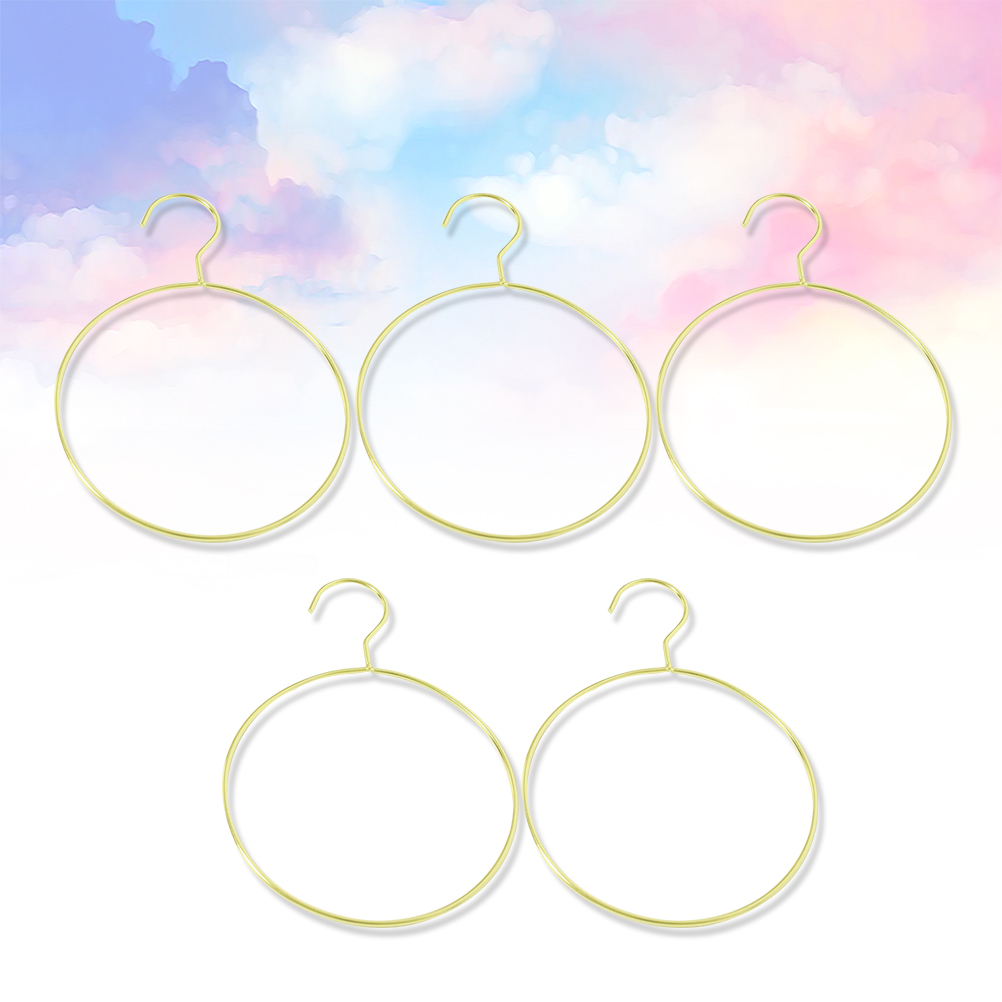 Cintres ronds en fer pour vêtements, 5 pièces, écharpes créatives, cintre rond en métal (doré): Golden