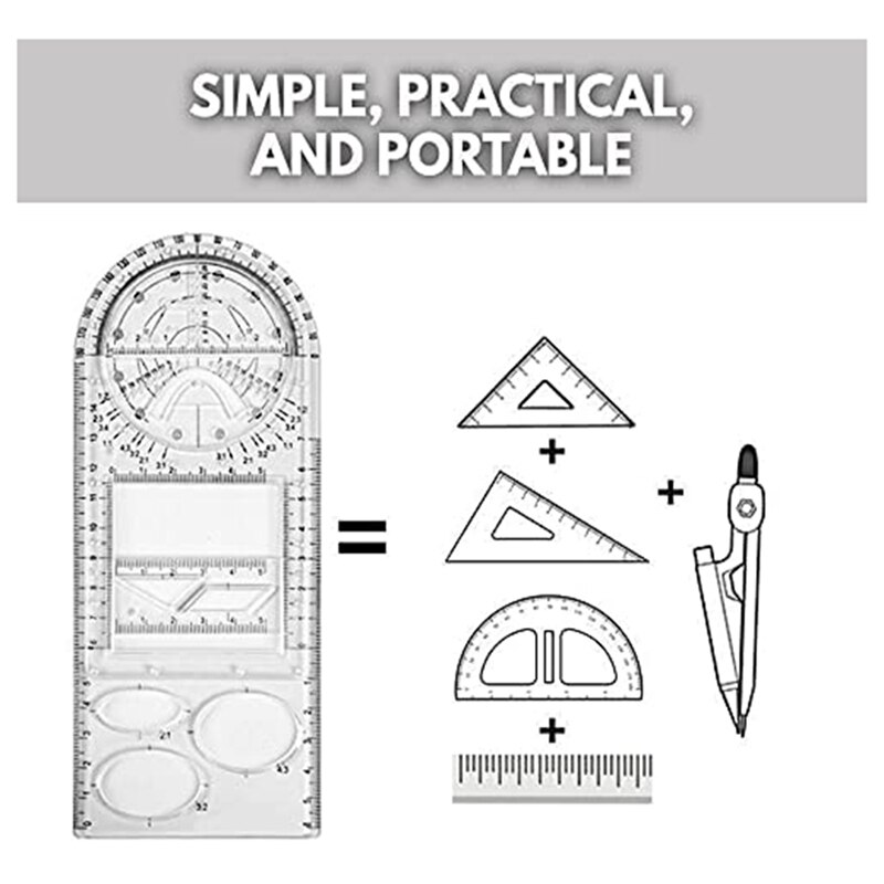 2pz righello geometrico multifunzionale disegno righello modello di disegno geometrico strumento di misura righelli di plastica