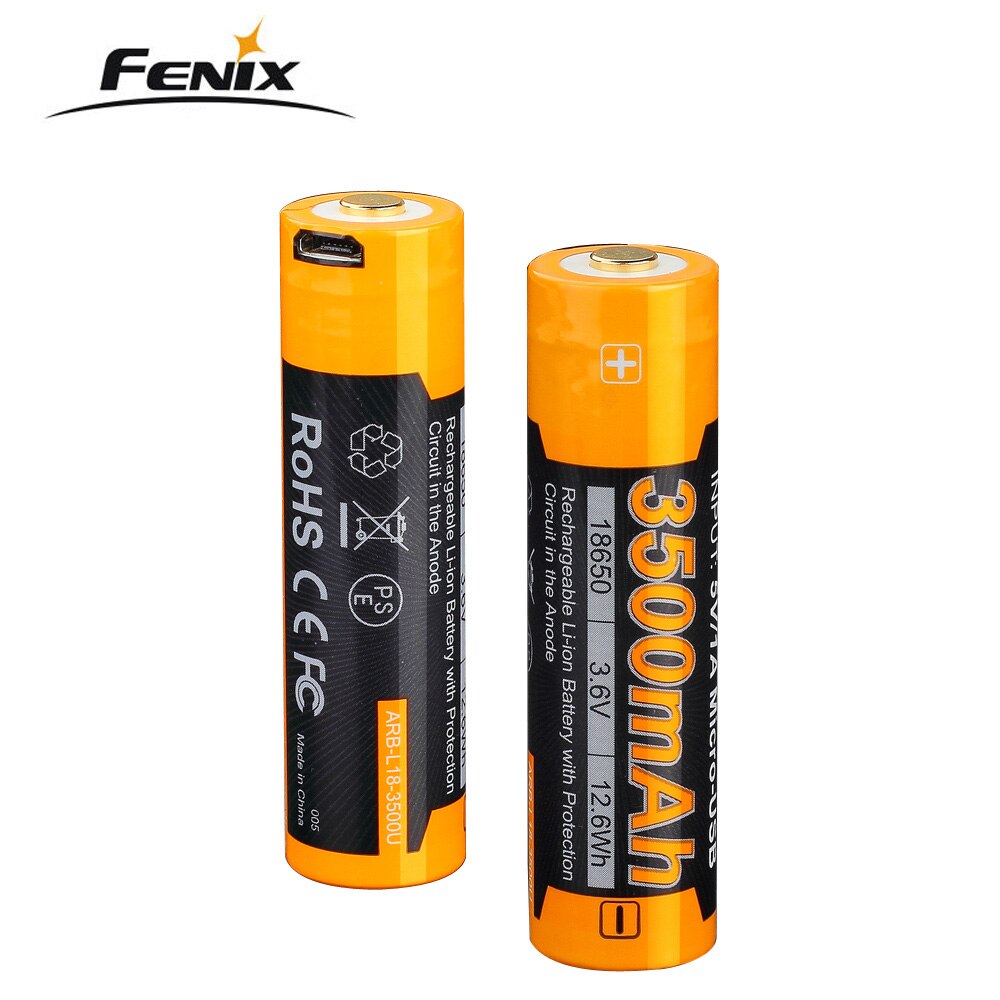 Fenix – batterie Li-ion ARB-L18-3500U, Rechargeable par USB, 3500mAh, 18650: 2 PCS
