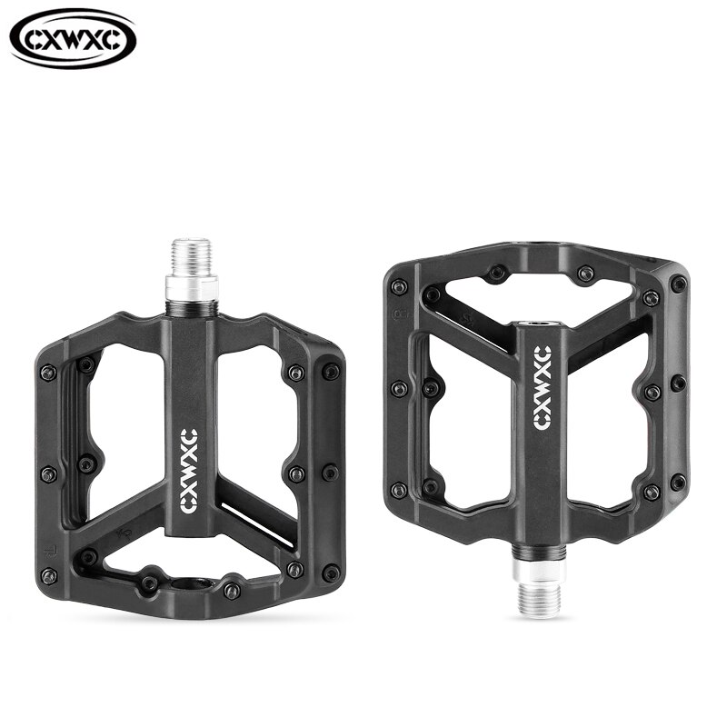 CXWXC ultralight flat mountain bike pedal nylon bicycle pedal mountain bike platform pedal 3 sealed bearing bicycle pedal: Black