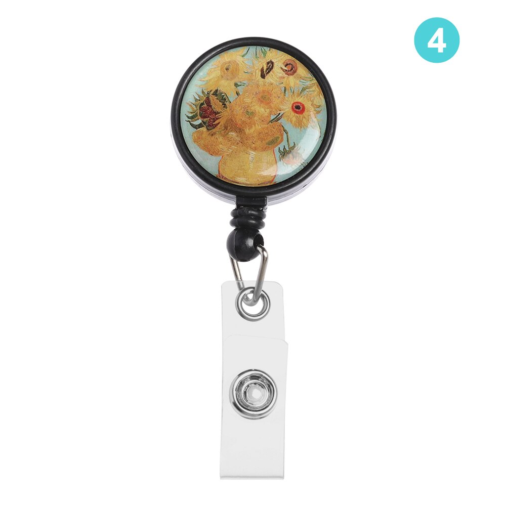 Retractable Nurse Badge Reel Clip Flower Pattern IC Name Card Badge Holder Nurse ID Name Card Unisex: 4
