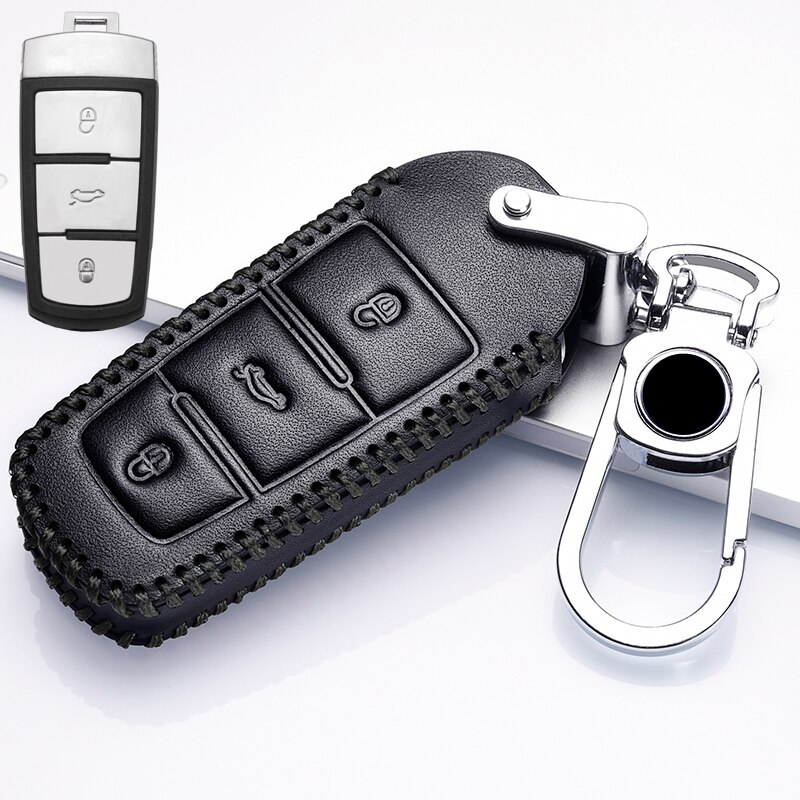 Funda para mando a distancia del coche, cubierta de cuero para llave de Volkswagen VW Passat CC B6 B7 B7L CC R36 Maogotan B5 Passat 3C: 009-BK-B